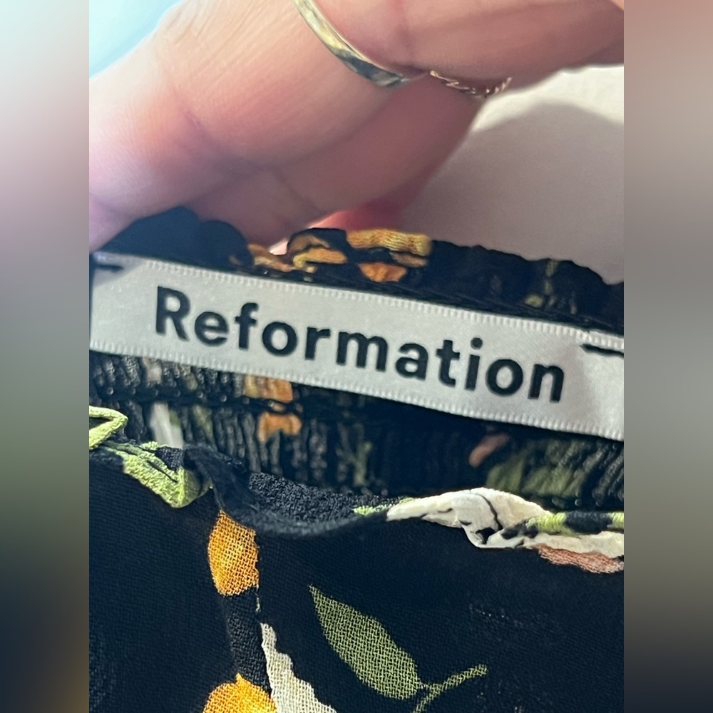 Reformation Floral Midi Dress Floral Print Tie Shoulder Sz 2 - Picture 13 of 16